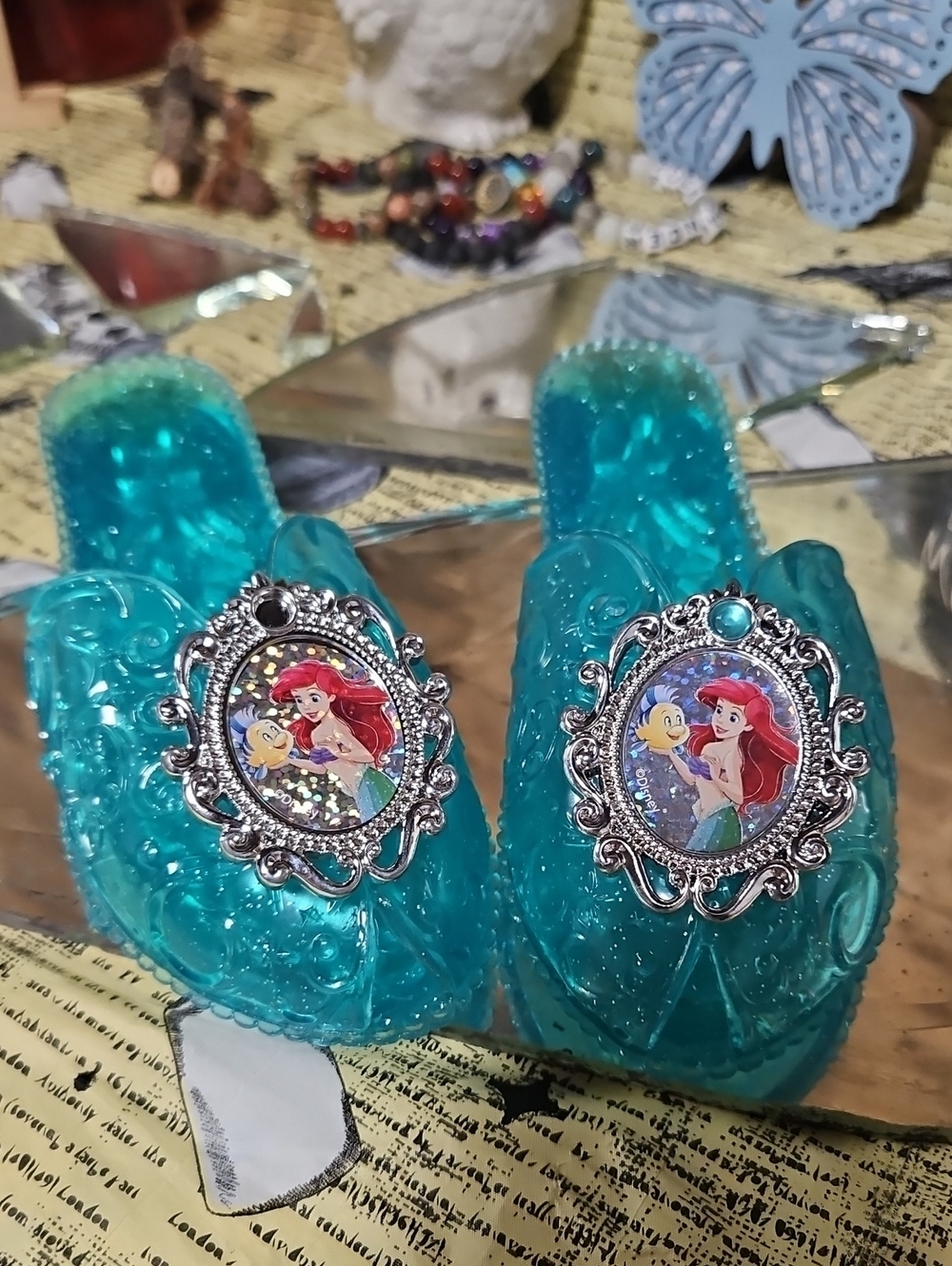 Disney Dressup Toddler Teal Jelly Slides with Mermaid Charm